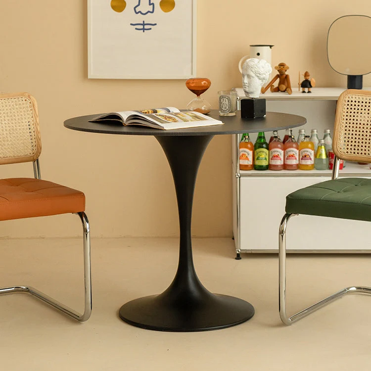 Tavolo da pranzo rotondo stile moderno Tulip Home Table con base metallo Clearhalo
