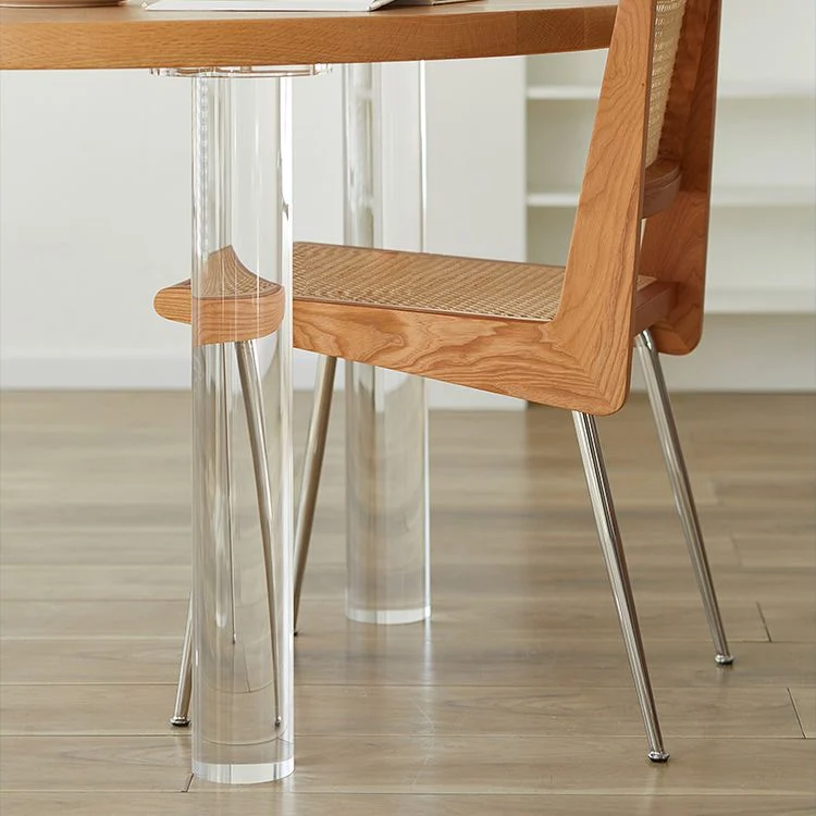 Tavolo da pranzo rotondo Tavolo fisso moderno color legno legno massello Clearhalo