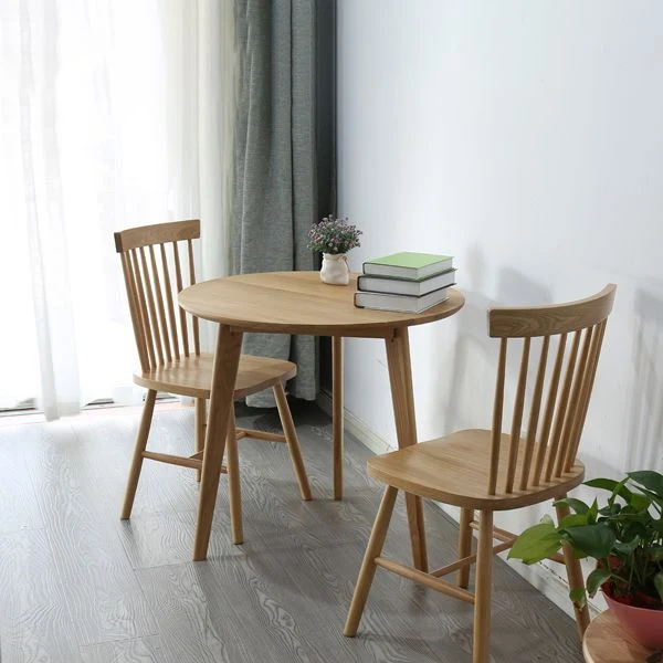Tavolo da pranzo rotondo Tavolo da pranzo legno massello stile contemporaneo naturale per la cucina domestica Clearhalo