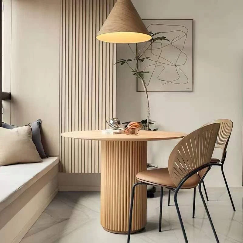 Tavolo da pranzo rotondo Tavolo da pranzo legno massello stile moderno per la cucina domestica Clearhalo