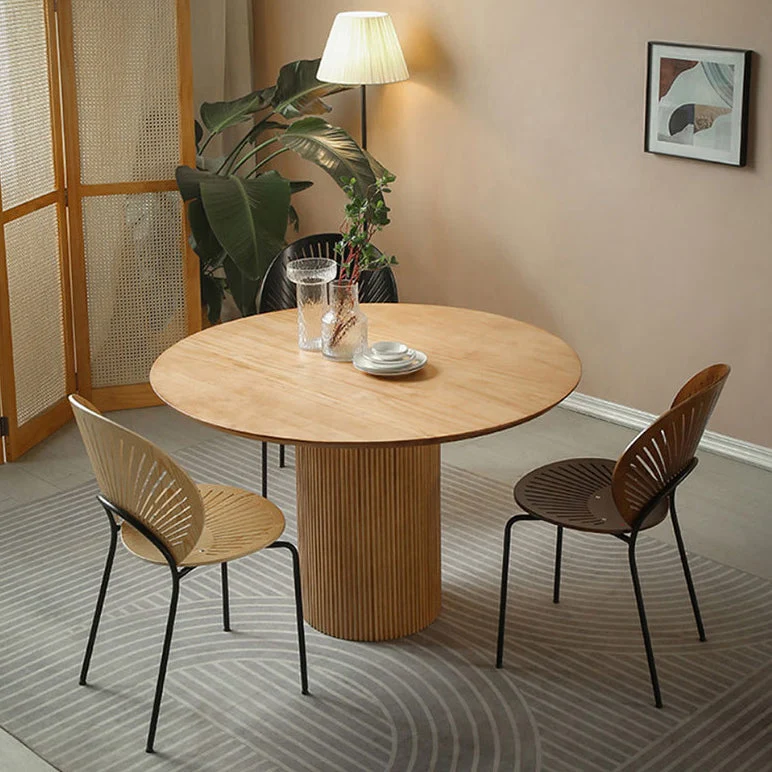 Tavolo da pranzo rotondo Tavolo da pranzo marrone legno massello stile moderno Clearhalo