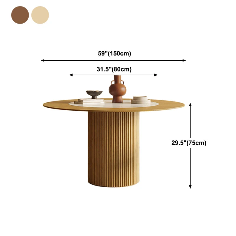 Tavolo da pranzo rotondo Tavolo da pranzo moderno con piedistallo legno massello Clearhalo