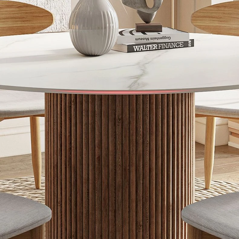 Tavolo da pranzo rotondo Tavolo da pranzo moderno con piedistallo legno massello Clearhalo