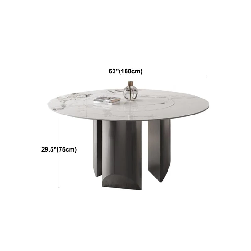 Tavolo da pranzo rotondo Tavolo da pranzo moderno con piedistallo acciaio inossidabile Clearhalo