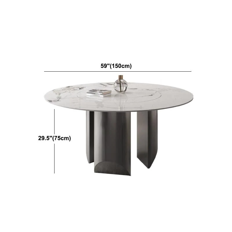 Tavolo da pranzo rotondo Tavolo da pranzo moderno con piedistallo acciaio inossidabile Clearhalo