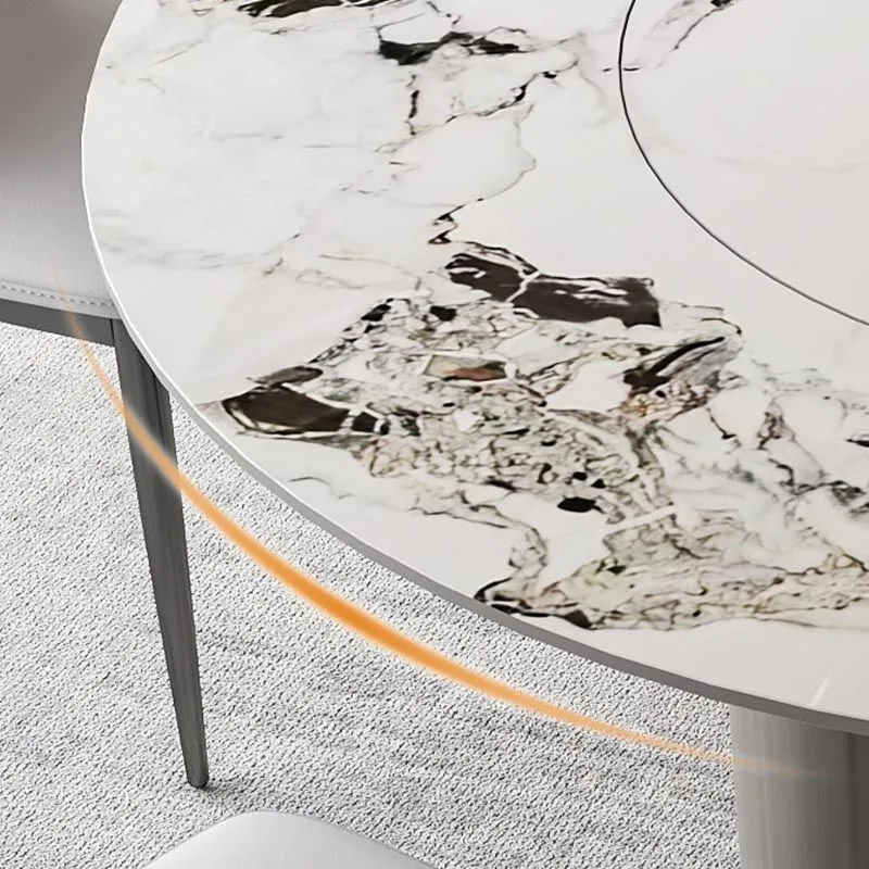 Tavolo da pranzo rotondo Tavolo da pranzo moderno con piedistallo acciaio inossidabile Clearhalo