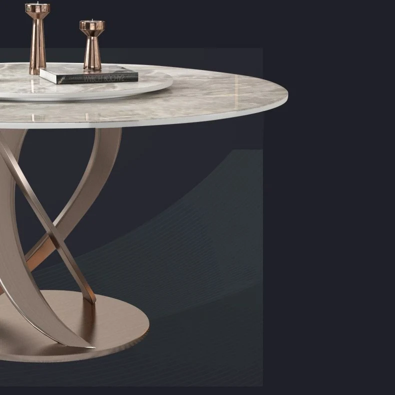 Tavolo da pranzo rotondo Tavolo da pranzo tradizionale di lusso con base rosa Clearhalo