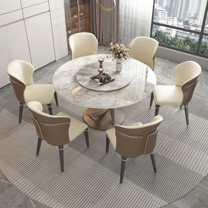 Tavolo da pranzo rotondo Tavolo da pranzo tradizionale di lusso con base rosa Clearhalo