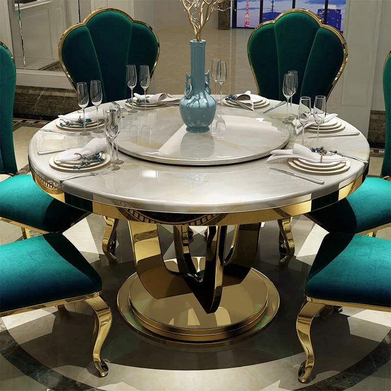 Tavolo da pranzo rotondo trasformabile su piedistallo per sala da pranzo cucina Clearhalo