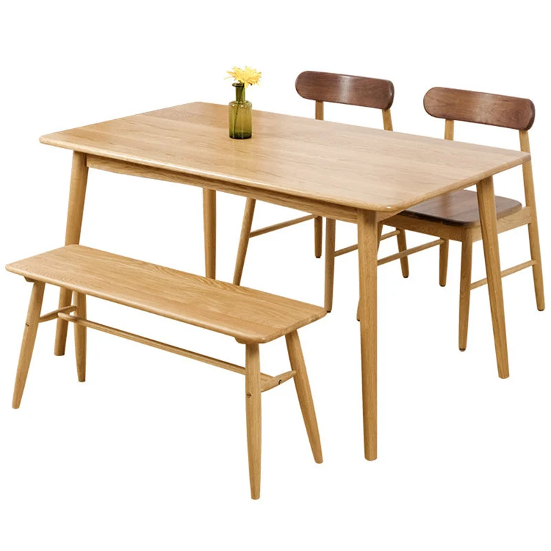 Tavolo da pranzo rovere massello Tavolo da pranzo moderno rettangolare con 4 gambe con finitura naturale Clearhalo