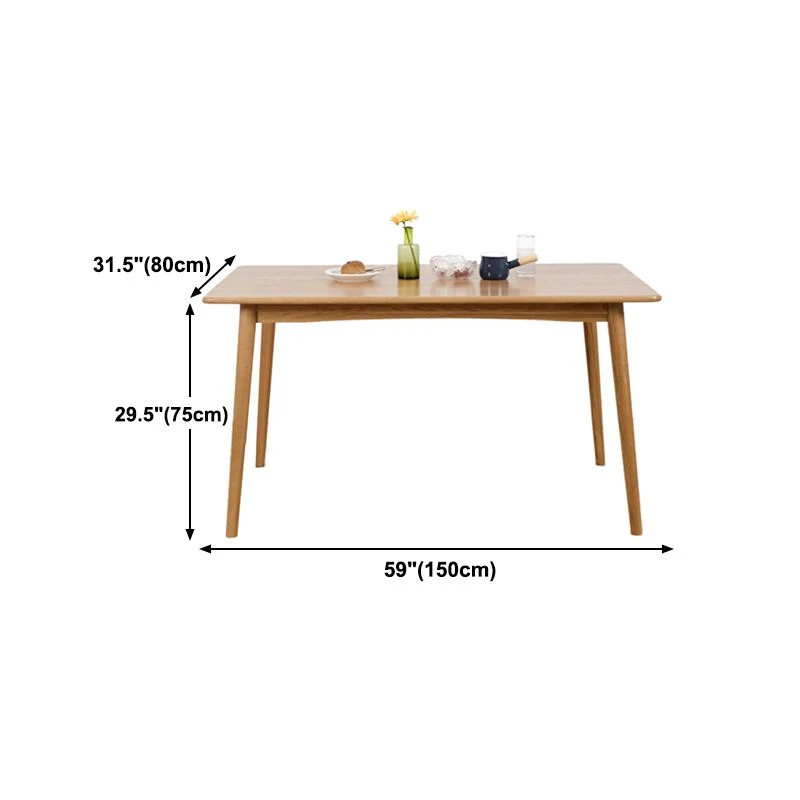Tavolo da pranzo rovere massello Tavolo da pranzo moderno rettangolare con 4 gambe con finitura naturale Clearhalo