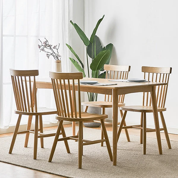 Tavolo da pranzo rovere massello Tavolo da pranzo moderno rettangolare con 4 gambe con finitura naturale Clearhalo