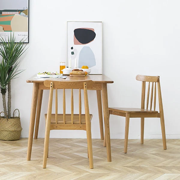 Tavolo da pranzo rovere massello Tavolo da pranzo moderno rettangolare con 4 gambe con finitura naturale Clearhalo