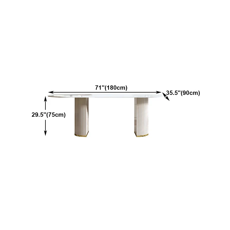 Tavolo da pranzo standard ovale Glam Tavolo da pranzo pietra sinterizzata bianca per cucina Clearhalo