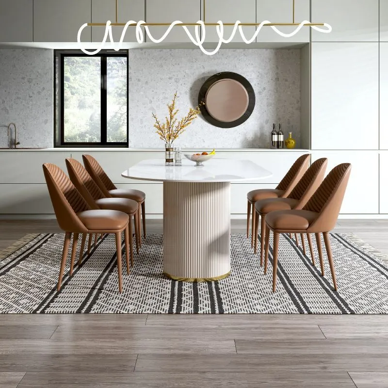 Tavolo da pranzo standard ovale Glam Tavolo da pranzo pietra sinterizzata bianca per cucina Clearhalo