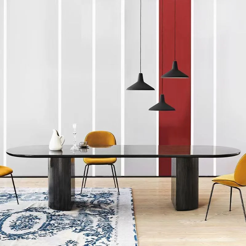 Tavolo da pranzo stile contemporaneo Tavolo legno massello nero puro per la cucina domestica Clearhalo