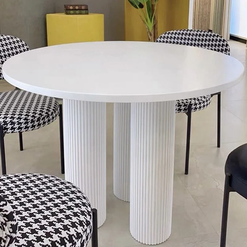 Tavolo da pranzo stile contemporaneo Tavolo da pranzo rotondo bianco per la cena cucina domestica Clearhalo