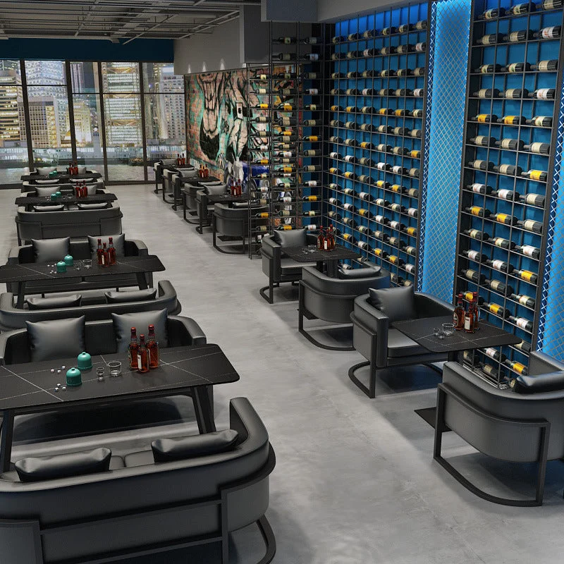 Tavolo da pranzo stile industriale Tavolo pietra sinterizzata nera con base metallo Clearhalo