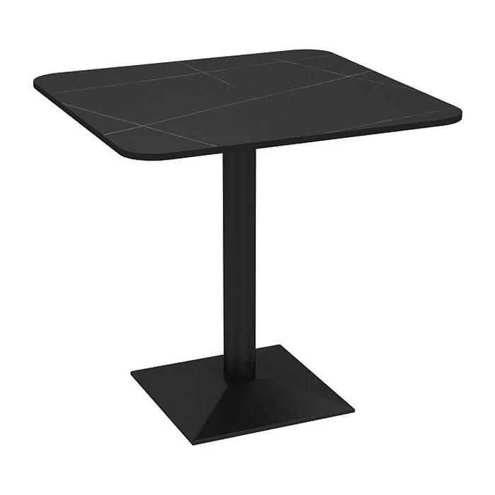 Tavolo da pranzo stile industriale Tavolo pietra sinterizzata nera con base metallo Clearhalo