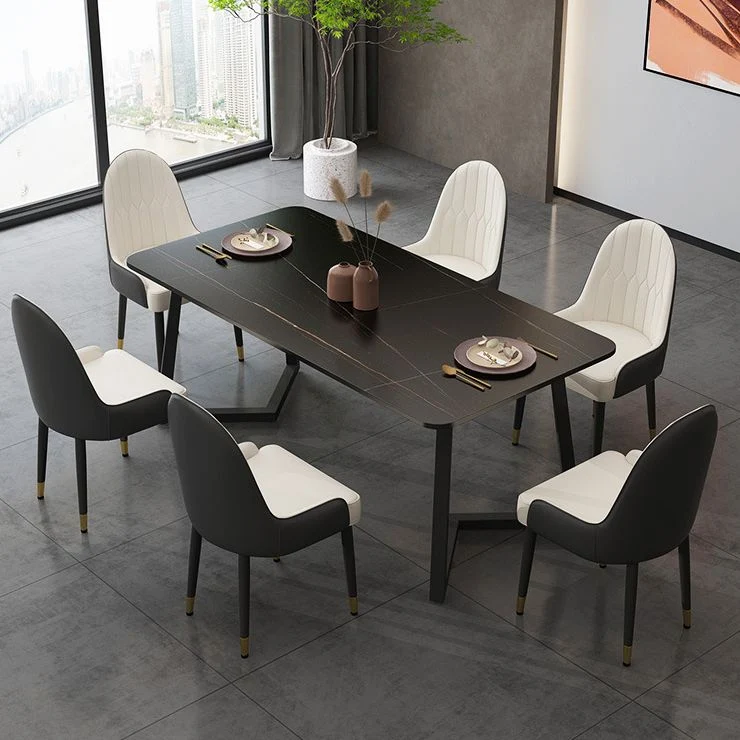 Tavolo da pranzo stile industriale Tavolo rettangolare pietra sinterizzata per la casa Clearhalo