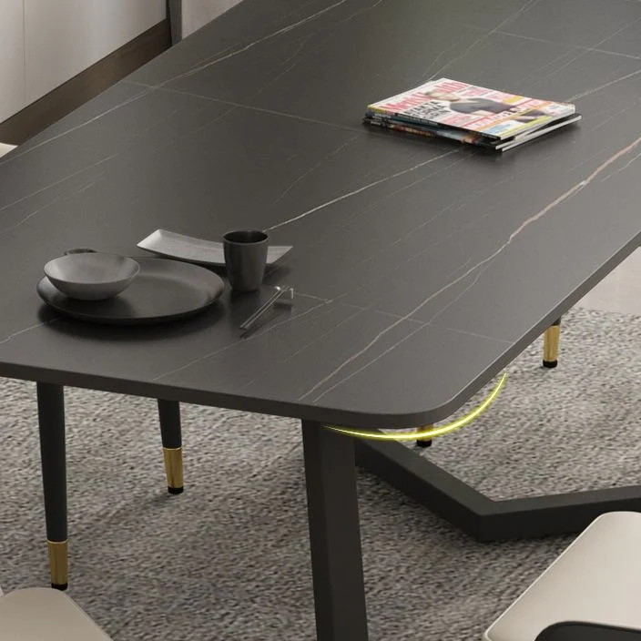 Tavolo da pranzo stile industriale Tavolo rettangolare pietra sinterizzata per la casa Clearhalo