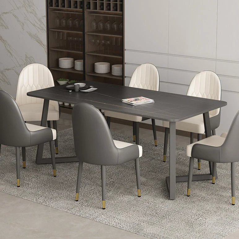Tavolo da pranzo stile industriale Tavolo rettangolare pietra sinterizzata per la casa Clearhalo