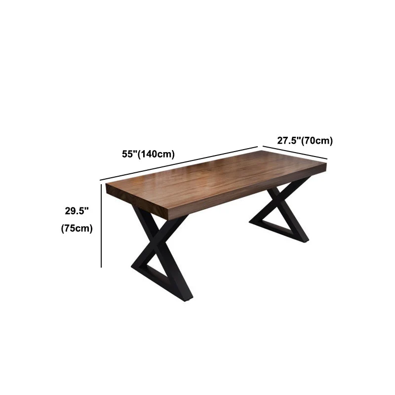 Tavolo da pranzo stile industriale Tavolo rettangolare legno massello con base metallo Clearhalo
