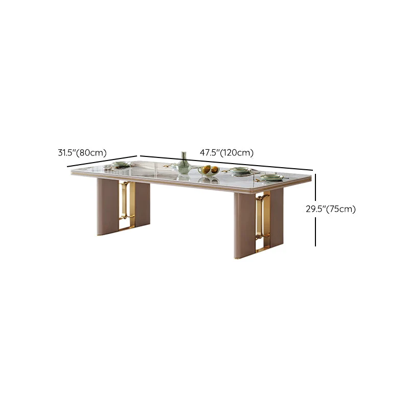 Tavolo da pranzo stile moderno 1/4/5/6/7 pezzi, rettangolare, pietra, colore bianco Clearhalo