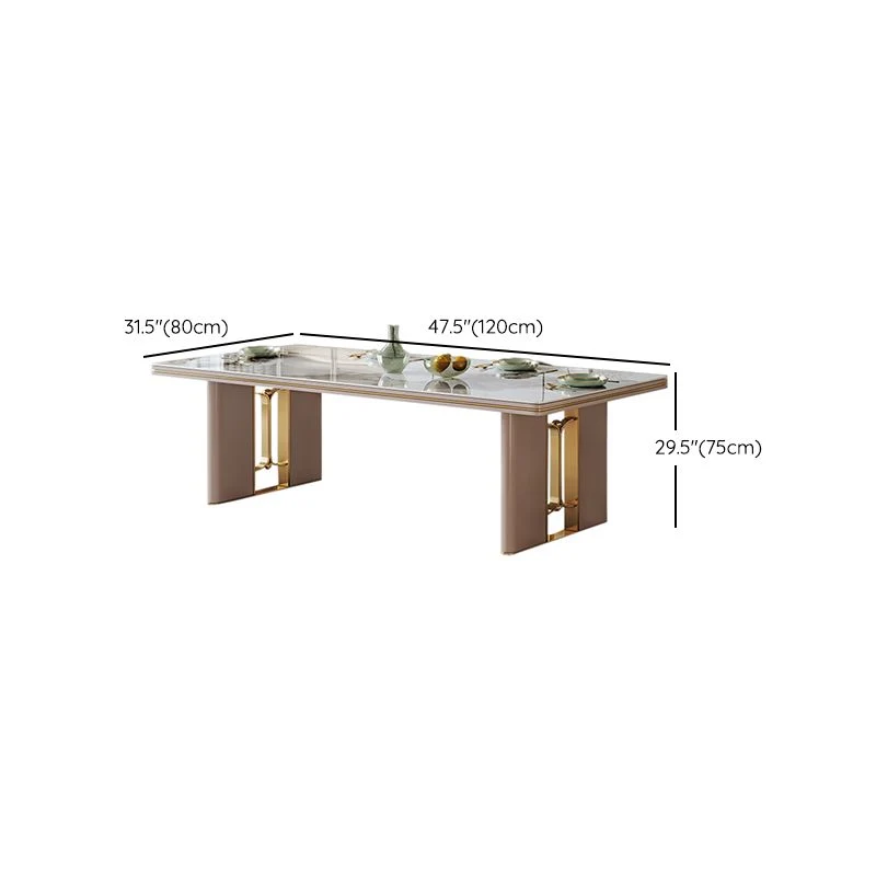 Tavolo da pranzo stile moderno 1/4/5/6/7 pezzi, rettangolare, pietra, colore bianco Clearhalo