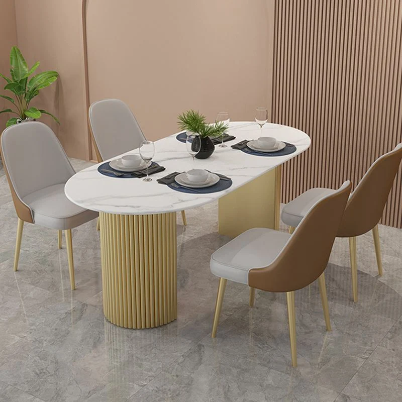 Tavolo da pranzo stile moderno Tavolo ovale con doppio piedistallo per uso domestico Clearhalo