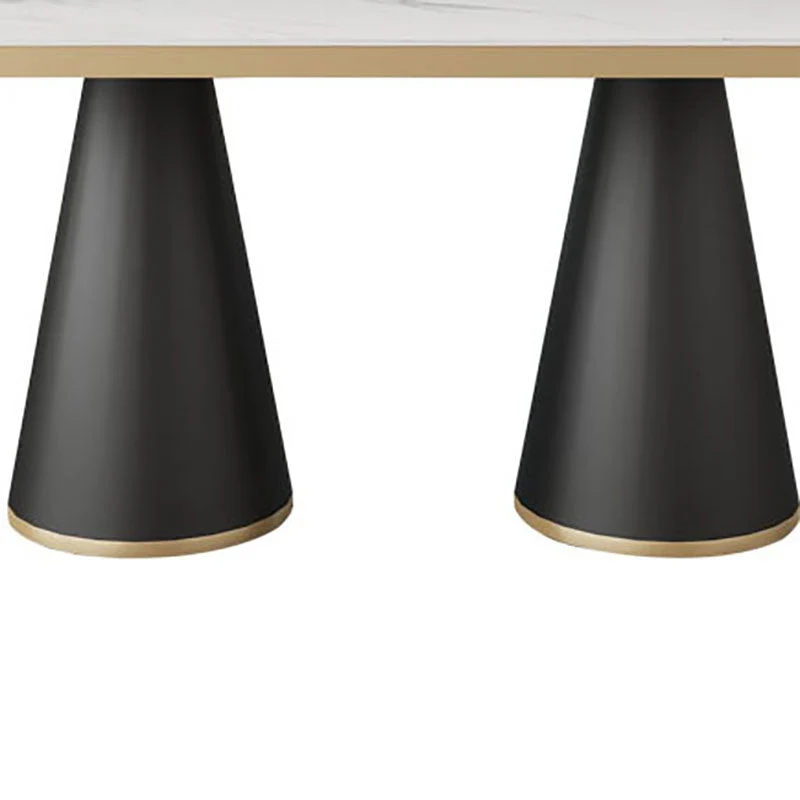 Tavolo da pranzo stile moderno Tavolo pietra sinterizzata con piano bianco per sala da pranzo Clearhalo