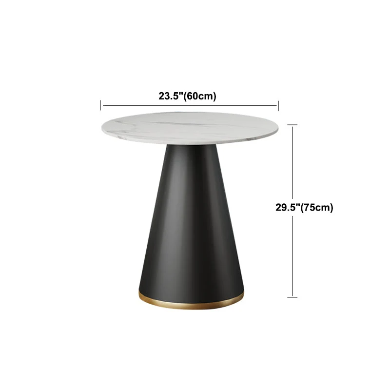 Tavolo da Pranzo Stile Moderno Tavolo Pietra Sinterizzata con Base Metallo per Sala da Pranzo Clearhalo