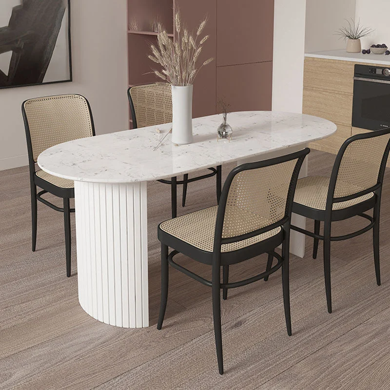 Tavolo da pranzo stile moderno Tavolo da pranzo pietra con doppio piedistallo Clearhalo