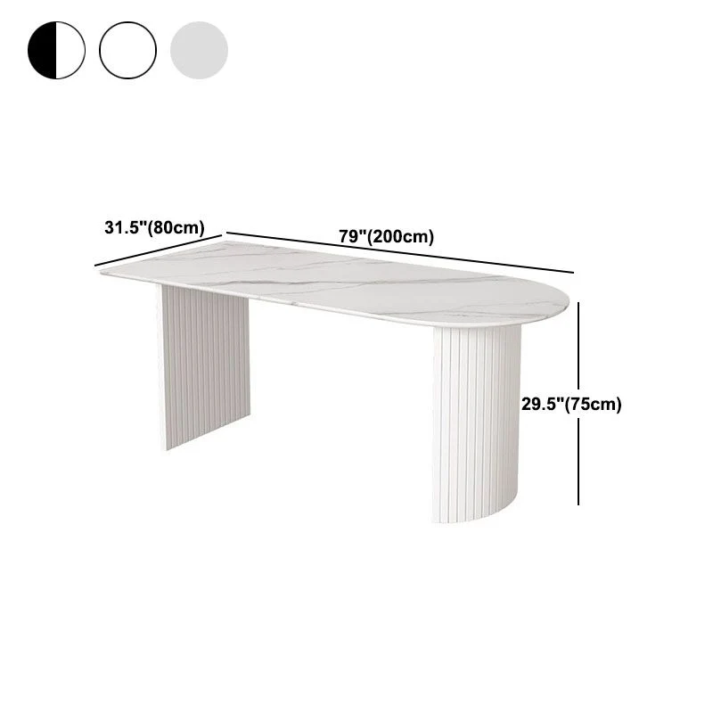 Tavolo da pranzo stile moderno Tavolo da pranzo pietra con doppio piedistallo Clearhalo