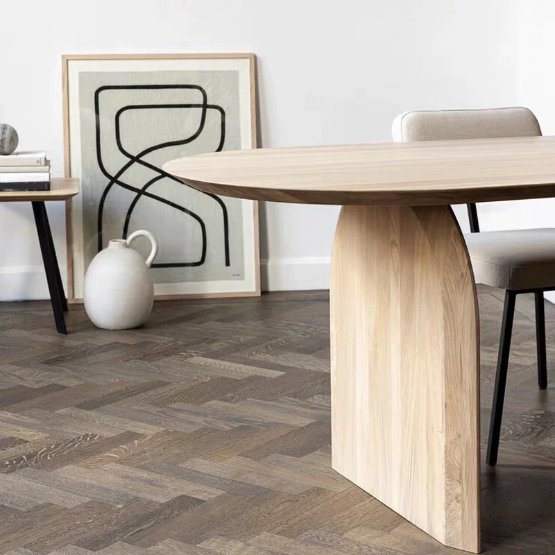 Tavolo da pranzo stile moderno Tavolo da pranzo ovale legno massello naturale per la cucina domestica Clearhalo