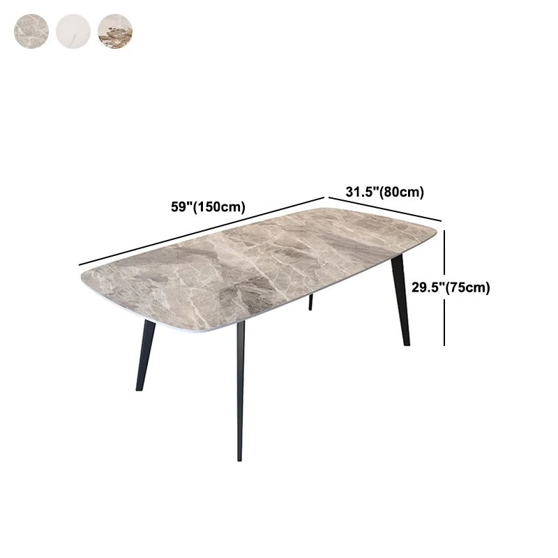 Tavolo da pranzo stile moderno Tavolo rettangolare pietra sinterizzata con base metallo Clearhalo