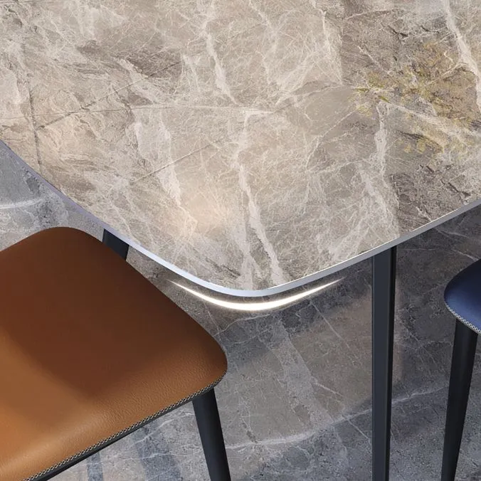Tavolo da pranzo stile moderno Tavolo rettangolare pietra sinterizzata con base metallo Clearhalo