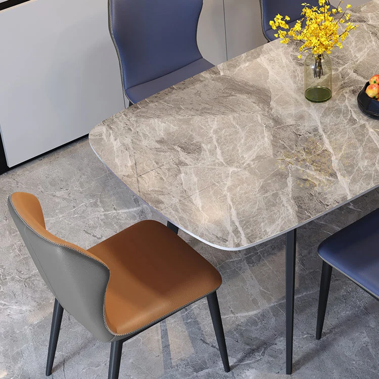 Tavolo da pranzo stile moderno Tavolo rettangolare pietra sinterizzata con base metallo Clearhalo