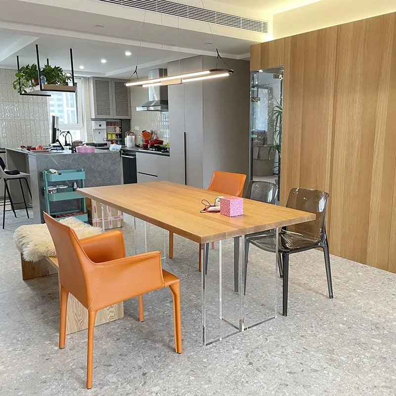 Tavolo da pranzo stile moderno Tavolo rettangolare marrone per la cucina di casa Clearhalo