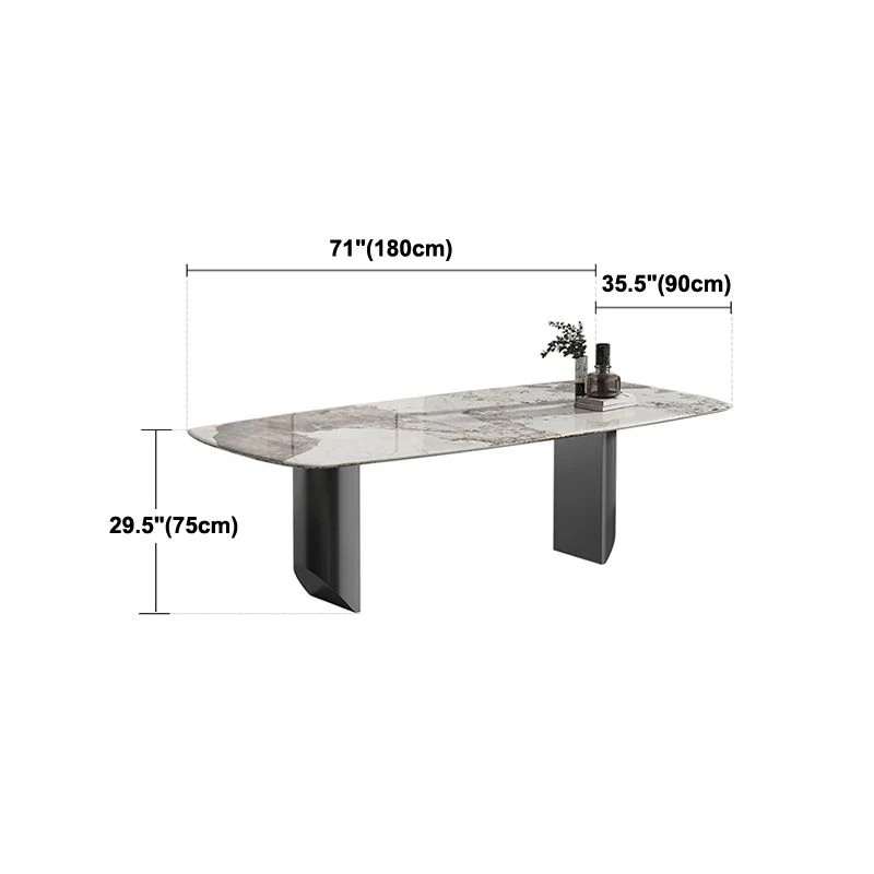 Tavolo da pranzo stile moderno Tavolo rettangolare pietra sinterizzata con base acciaio inox Clearhalo