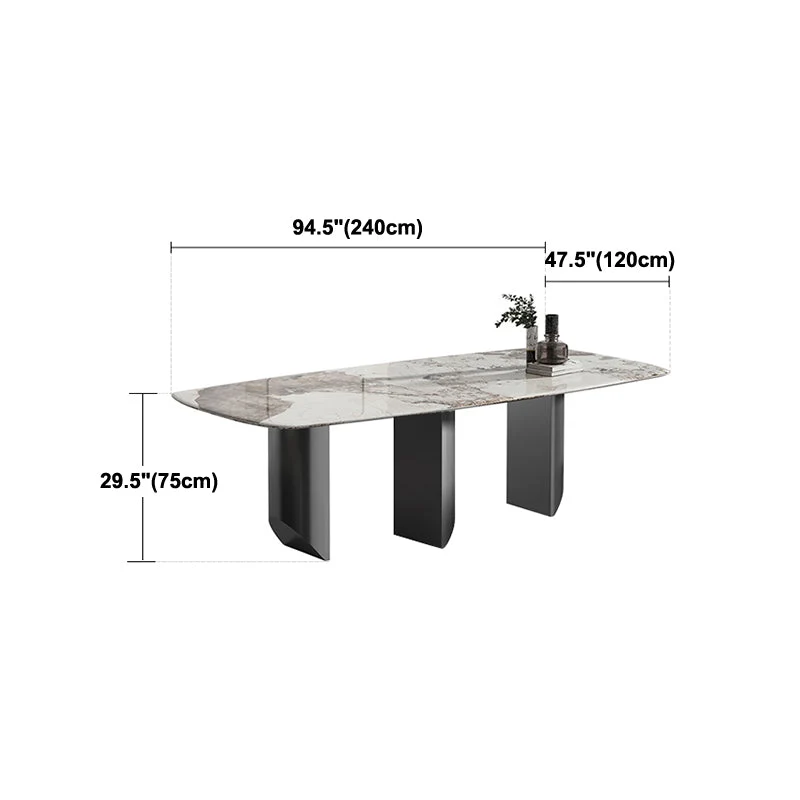 Tavolo da pranzo stile moderno Tavolo rettangolare pietra sinterizzata con base acciaio inox Clearhalo