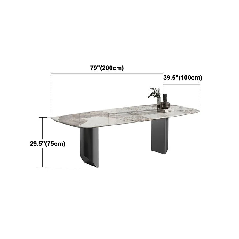 Tavolo da pranzo stile moderno Tavolo rettangolare pietra sinterizzata con base acciaio inox Clearhalo