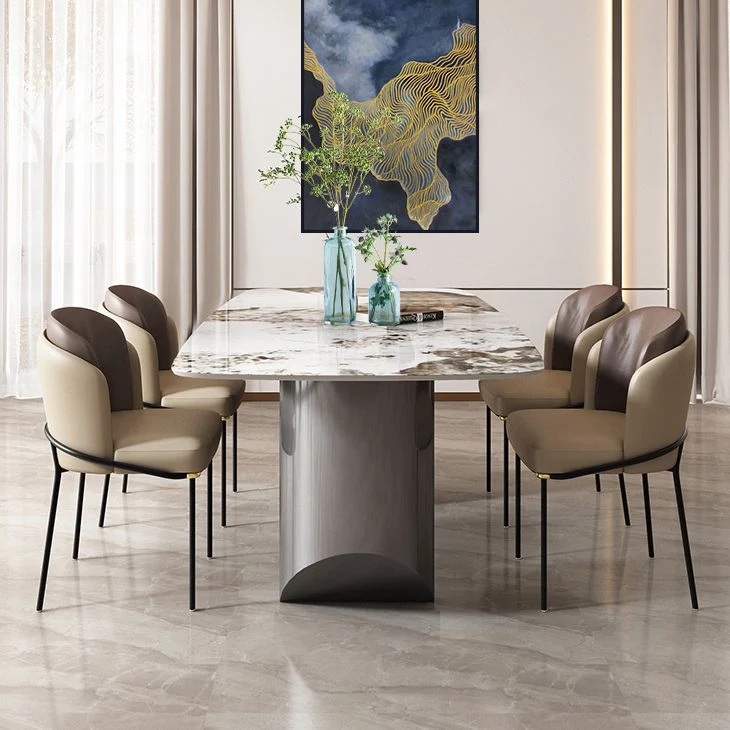 Tavolo da pranzo stile moderno Tavolo rettangolare pietra sinterizzata con base acciaio inox Clearhalo