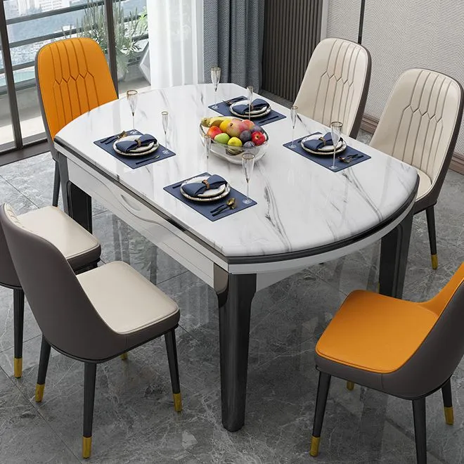 Tavolo da pranzo stile semplicità, mobili finto marmo con ribaltina Clearhalo