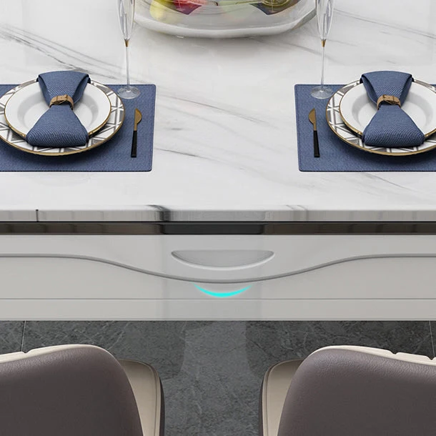 Tavolo da pranzo stile semplicità, mobili finto marmo con ribaltina Clearhalo