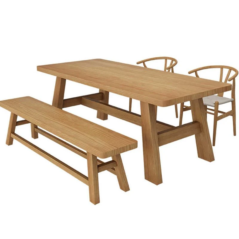 Tavolo da pranzo stile semplicità Tavolo da pranzo rettangolare legno massello colore naturale Clearhalo