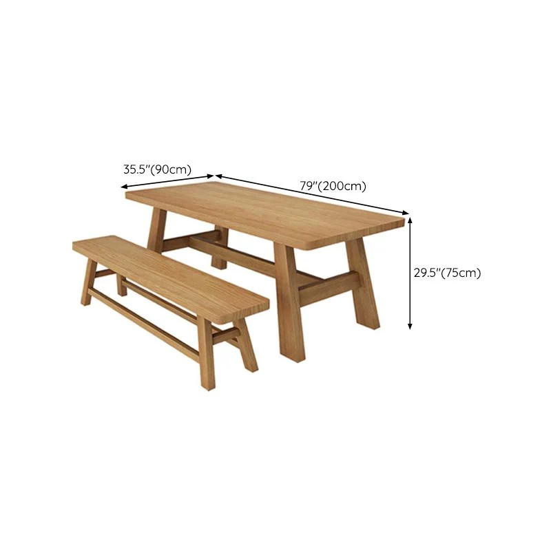 Tavolo da pranzo stile semplicità Tavolo da pranzo rettangolare legno massello colore naturale Clearhalo