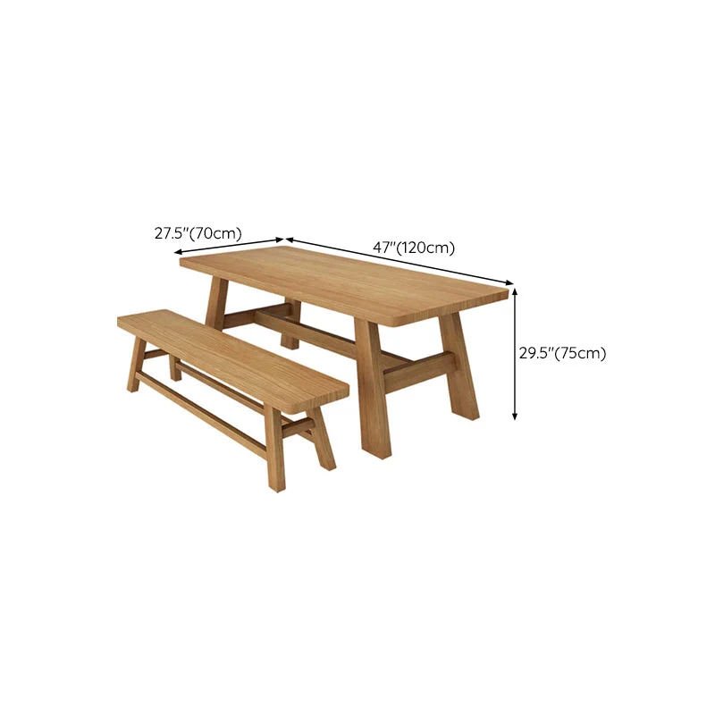 Tavolo da pranzo stile semplicità Tavolo da pranzo rettangolare legno massello colore naturale Clearhalo