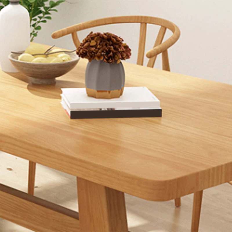 Tavolo da pranzo stile semplicità Tavolo da pranzo rettangolare legno massello colore naturale Clearhalo