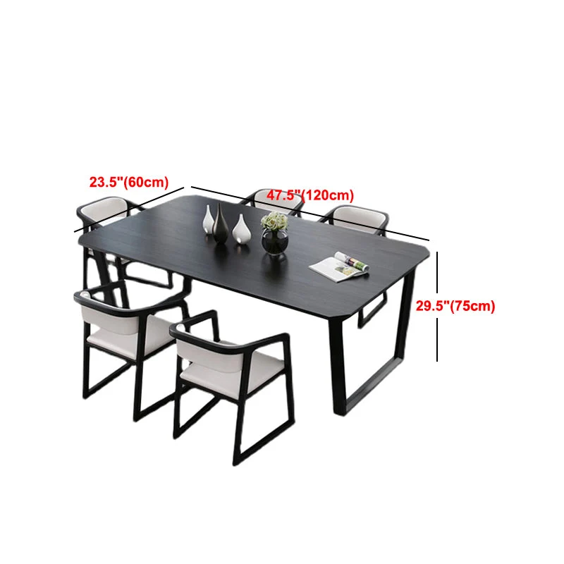 Tavolo da pranzo stile semplicità Tavolo da pranzo nero legno massello per casa e cucina Clearhalo